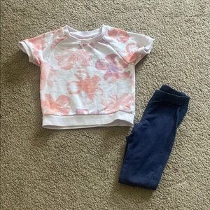 Floral Pink and Navy Baby Outfit